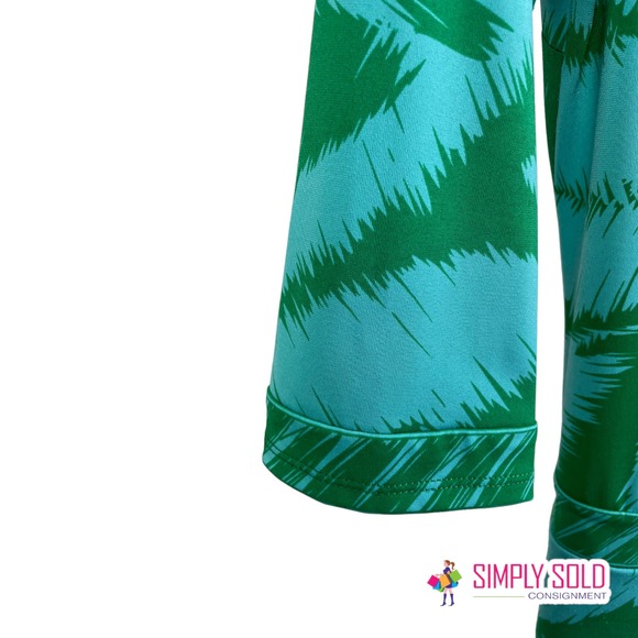 BCBGMAXAZRIA Women's A-Line Dress Long Sleeve Green Stretch Collared Wrap S - Picture 5 of 12